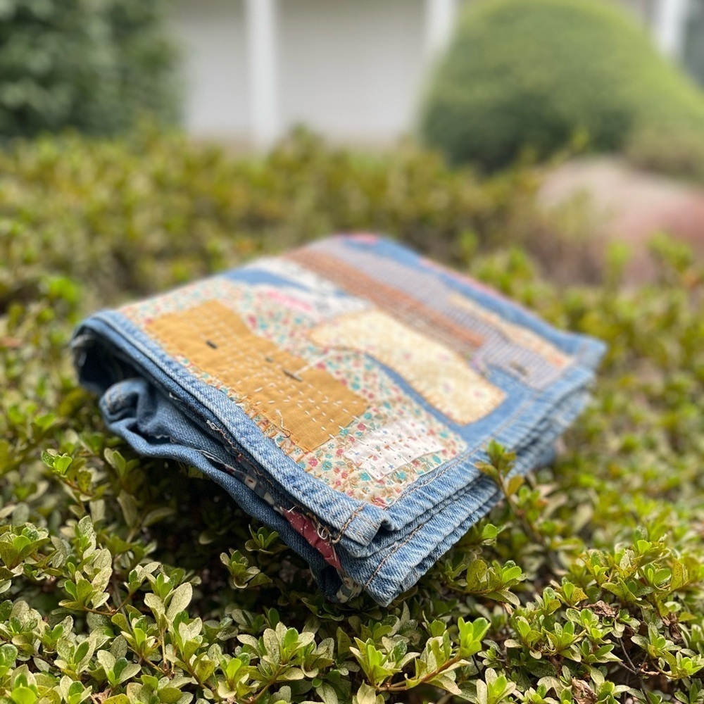 We The Free FP reworked Upcycled patchwork flare soft denim jeans size 31